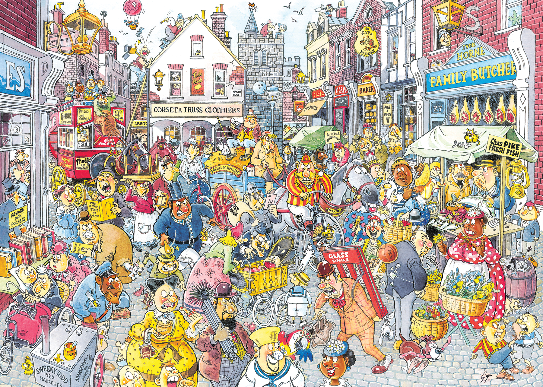 Wasgij Retro Destiny 10 - Chaos dans la rue commerçante ! (1000 pièces)